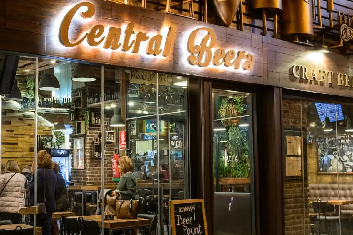 The entrance to Central Beers craft beer bar in Málaga Old Town