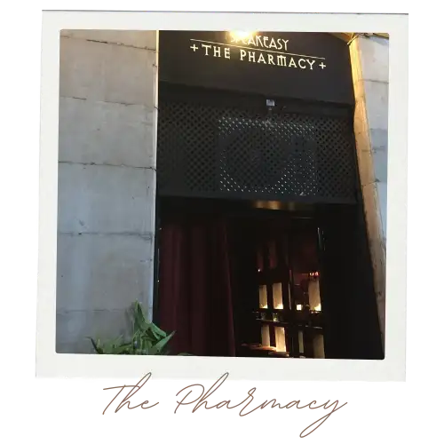 Dark entrance of The Pharmacy speakeasy bar Málaga