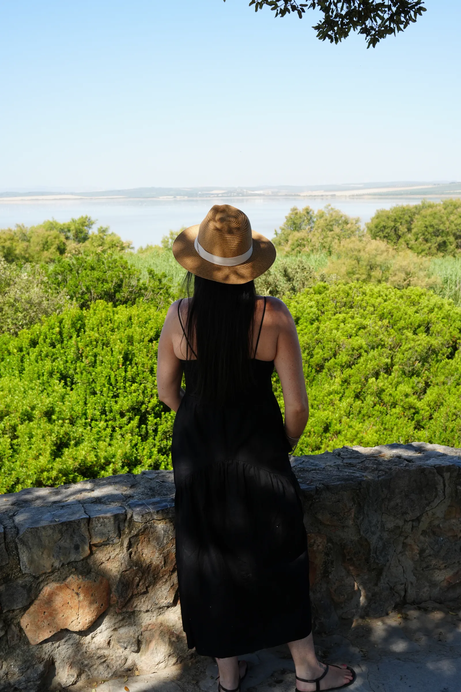 Heidi looking out over the Fuente de Piedra flamingo lagoon near Antequera