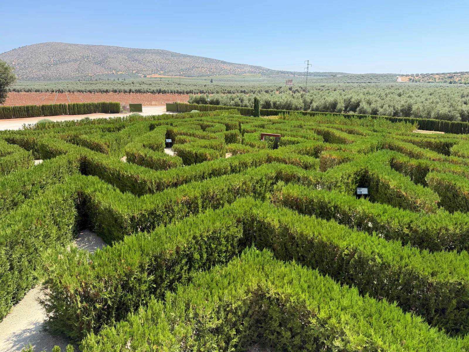 Aerial view of the hedge maze at Laberintus Park near Antequera