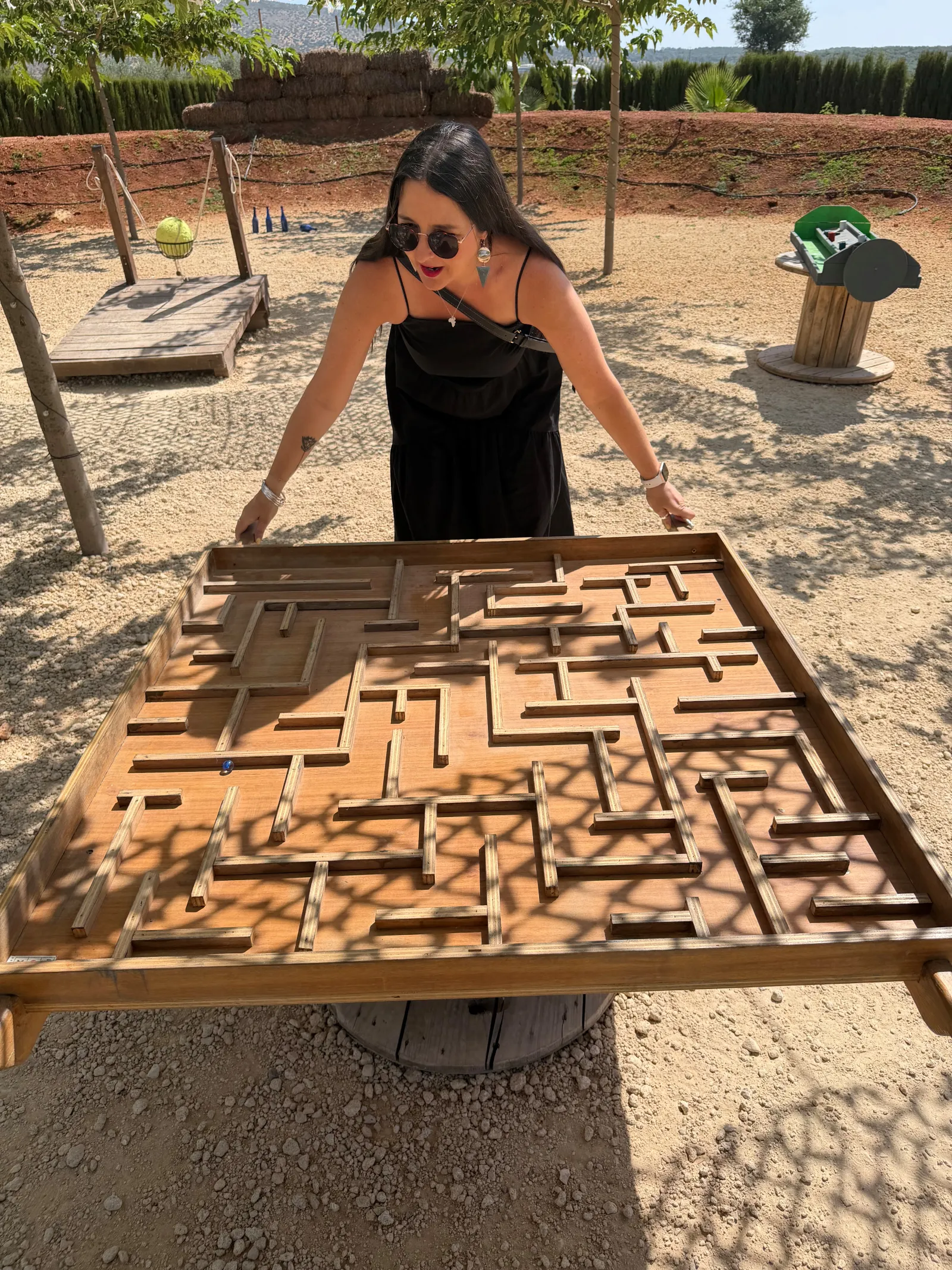 Heidi playing a game at the laberintus park in antequera