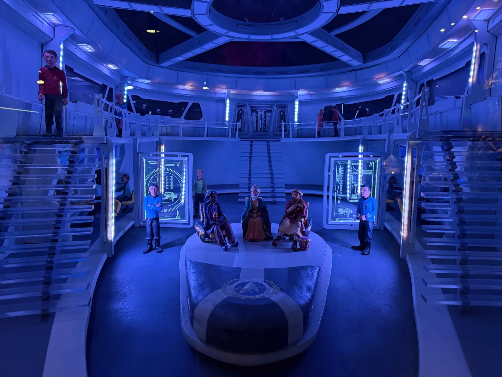 Star Trek themed nativity scene on the bridge of the Enterprise at the museum in Mollina