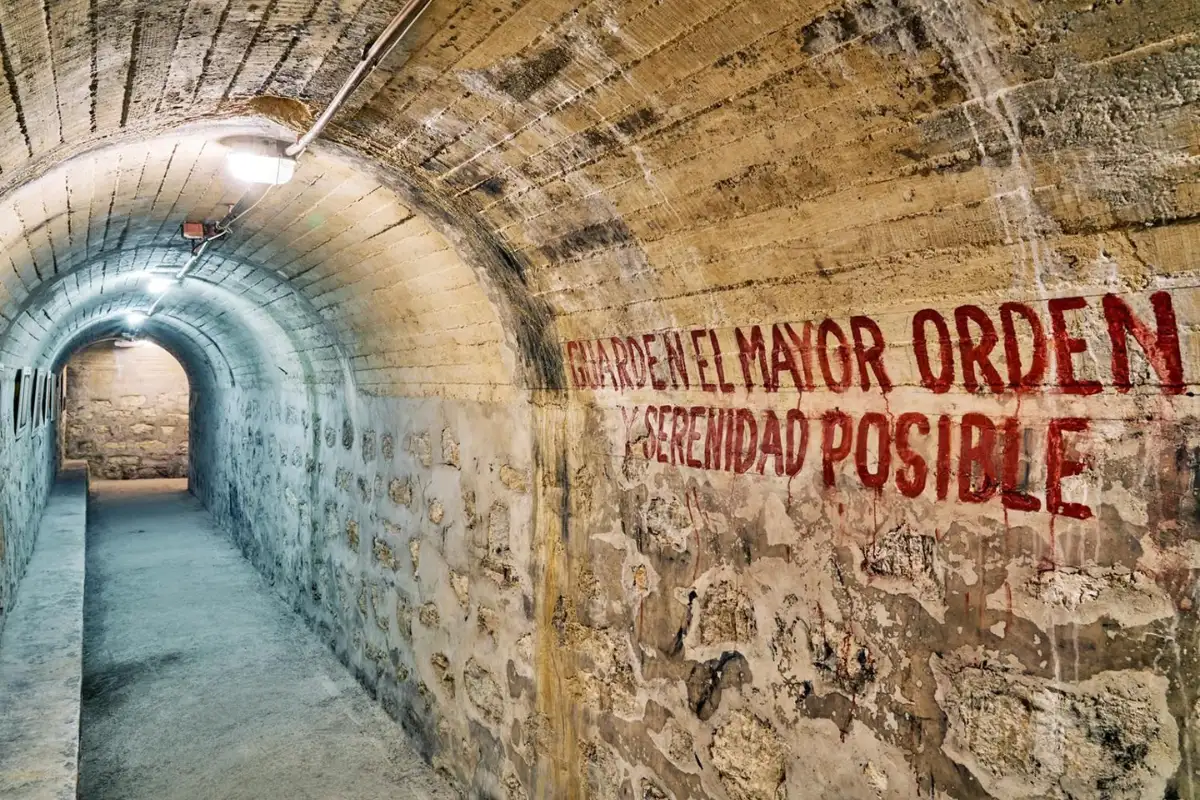 Underground tunnel corridor inside Jaén's civil war air-raid shelter