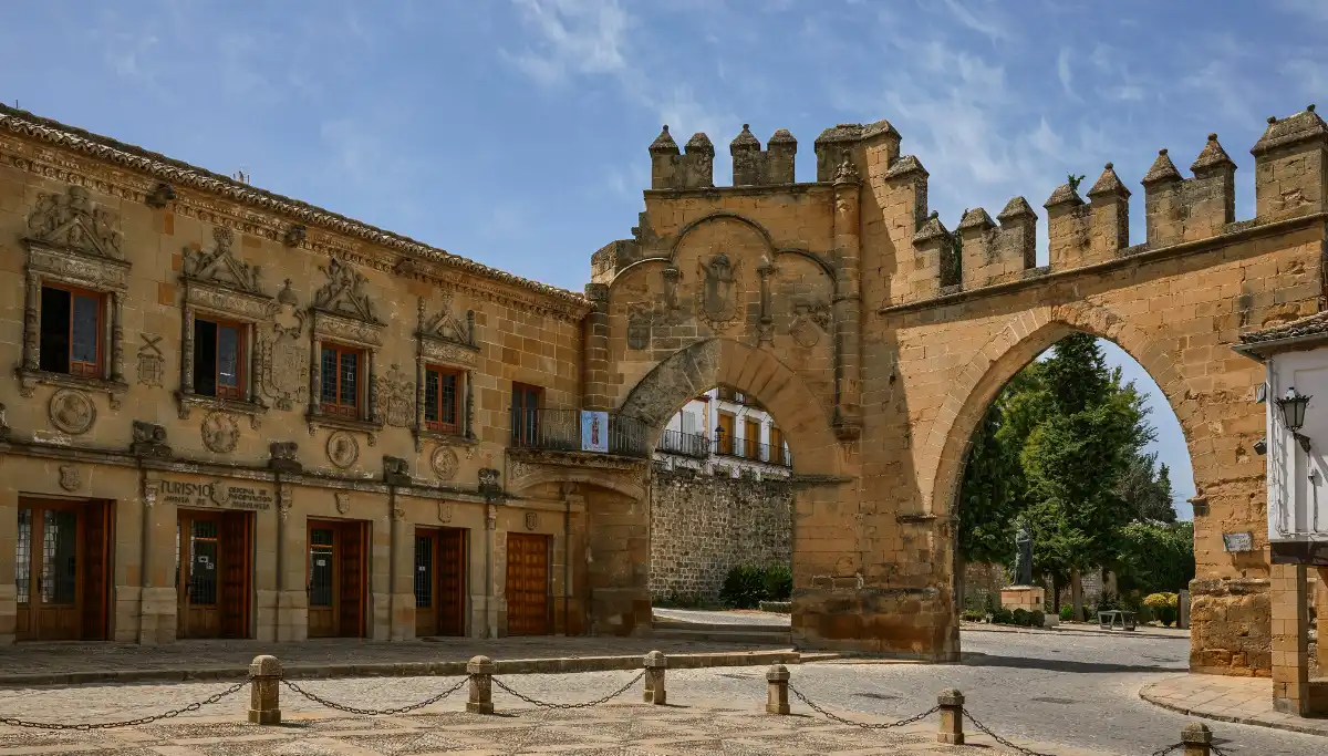 Baeza cathedral tower rising above the historic town centre