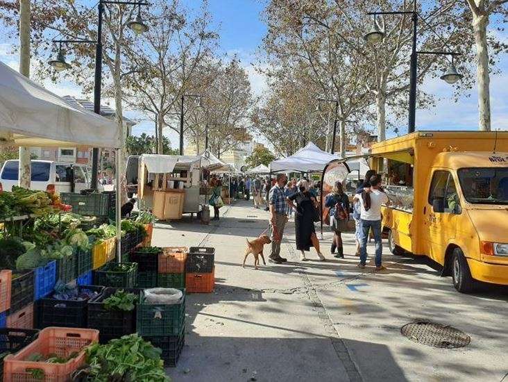 Fresh produce stalls at the Benalmadena Friday market in Arroyo de la Miel