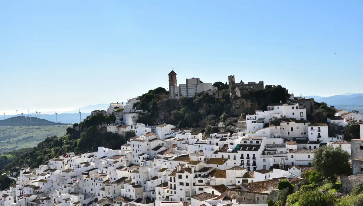 Gaucín village perched on a rocky outcrop with views towards Africa