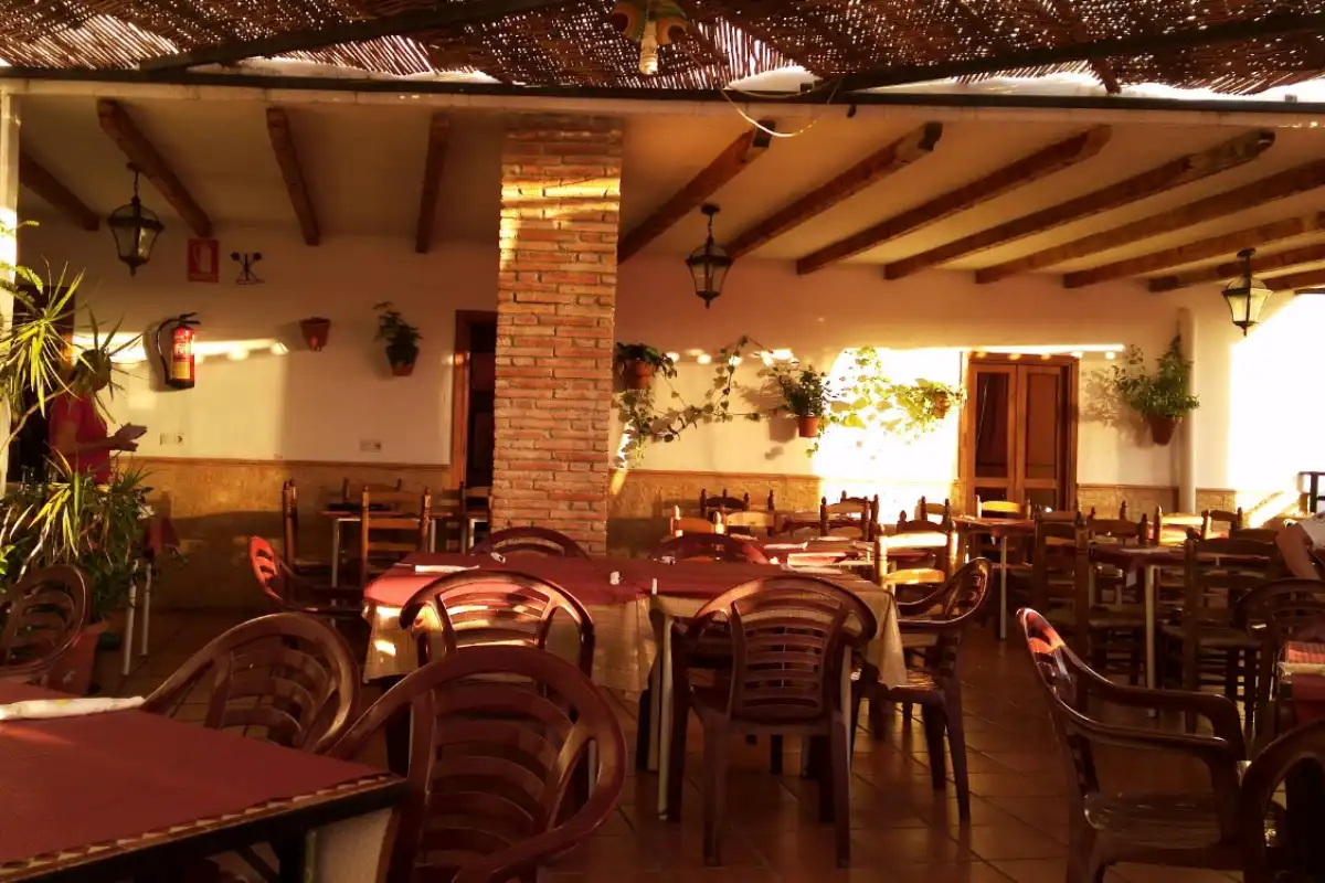 Rustic dining room at La Bodeguilla restaurant in Frigiliana