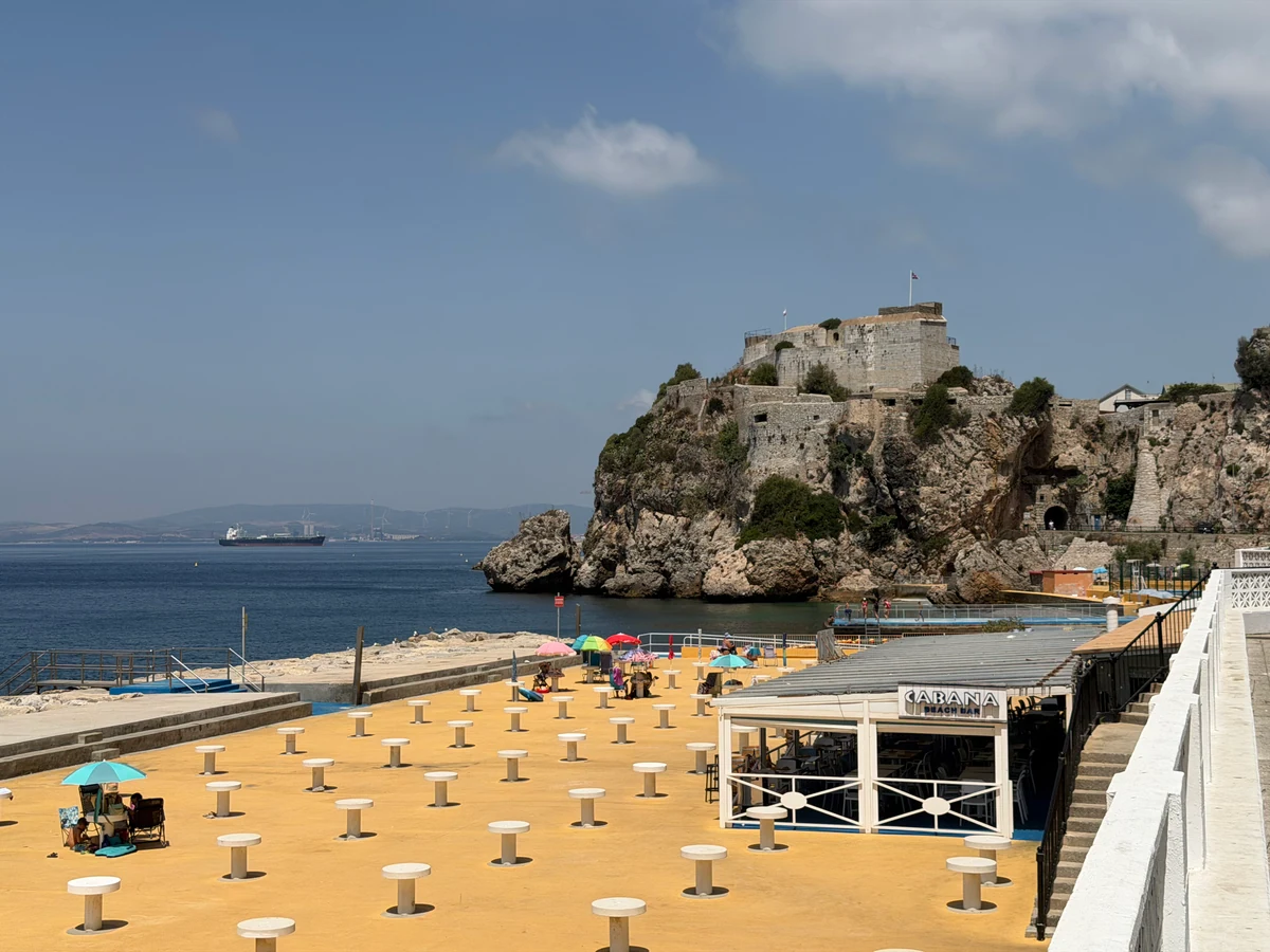 The lido at Camp Bay with Parsons Lodge behind it, Gibraltar