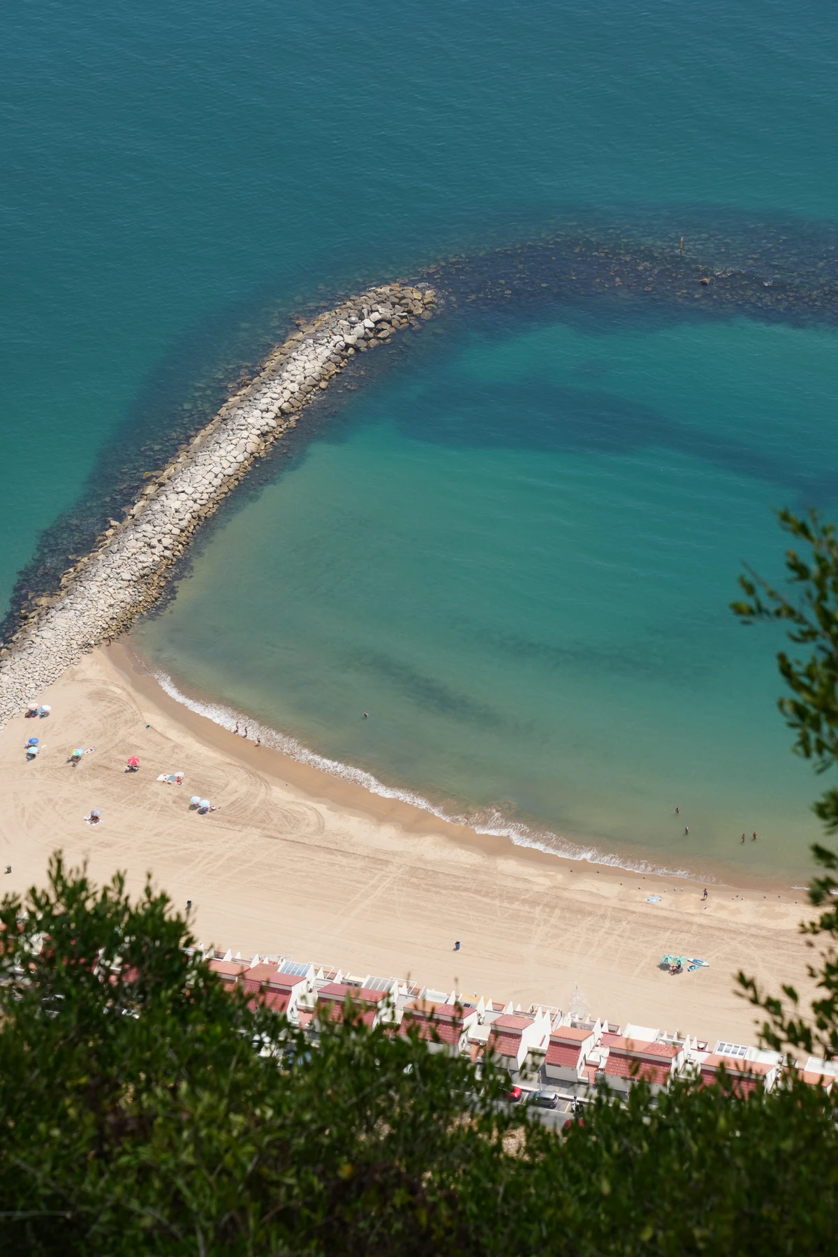 Turquoise water at the breakwater by Catalan Bay, Gibraltar