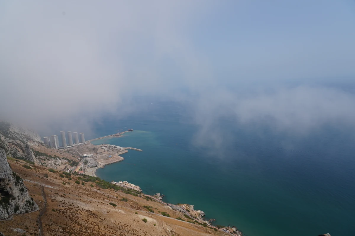 Levante cloud spilling over the east side coast of Gibraltar