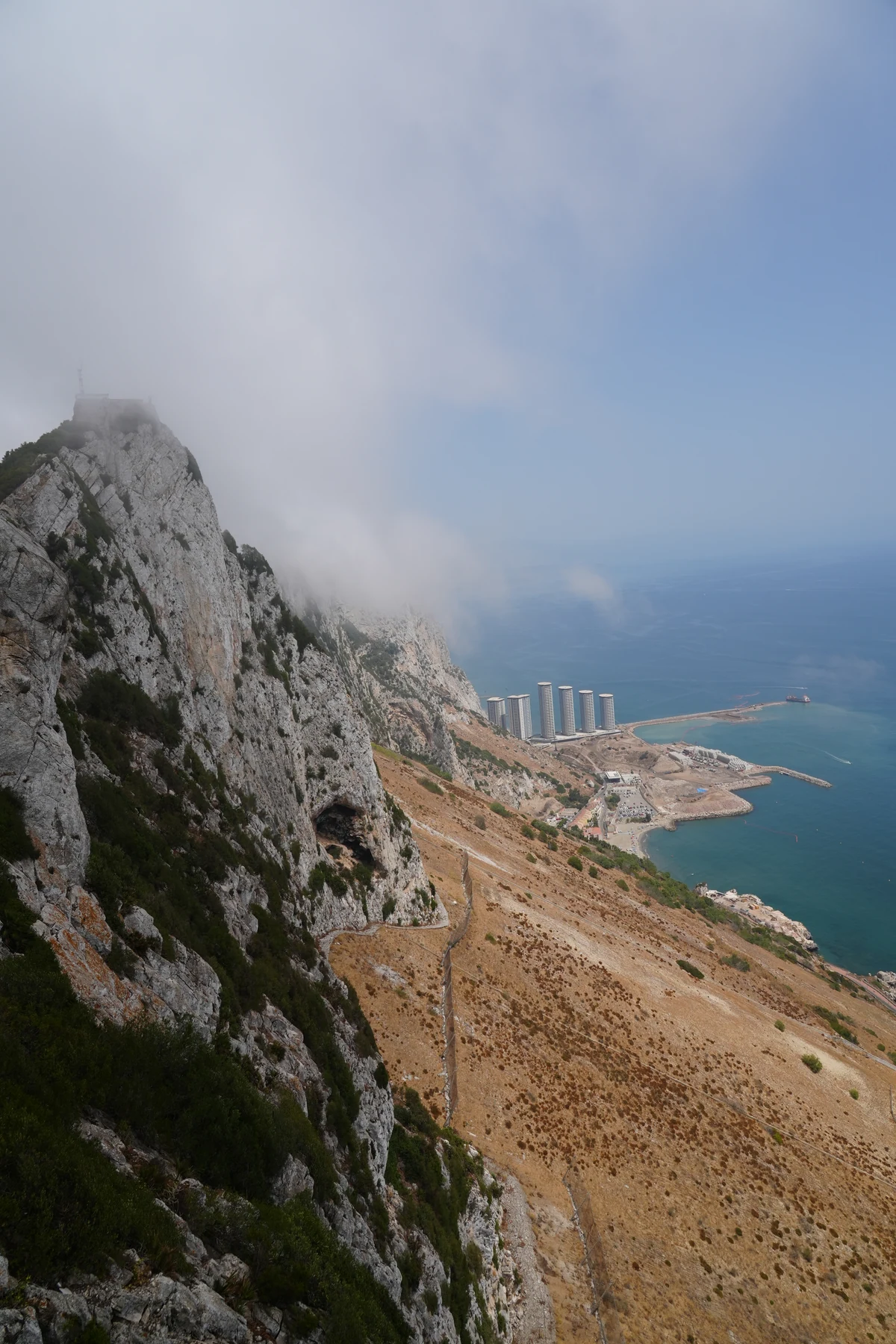 Levante cloud sitting along the ridge of the Rock of Gibraltar above the east coast