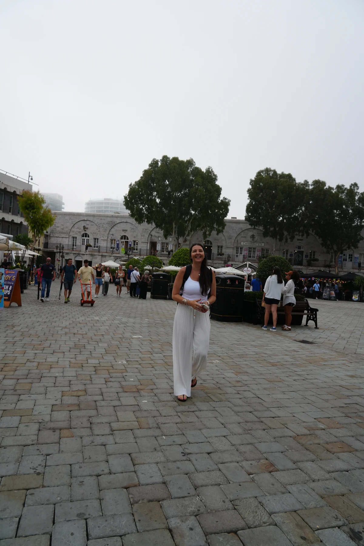 Levante mist covering the Rock above Casemates Square, Gibraltar