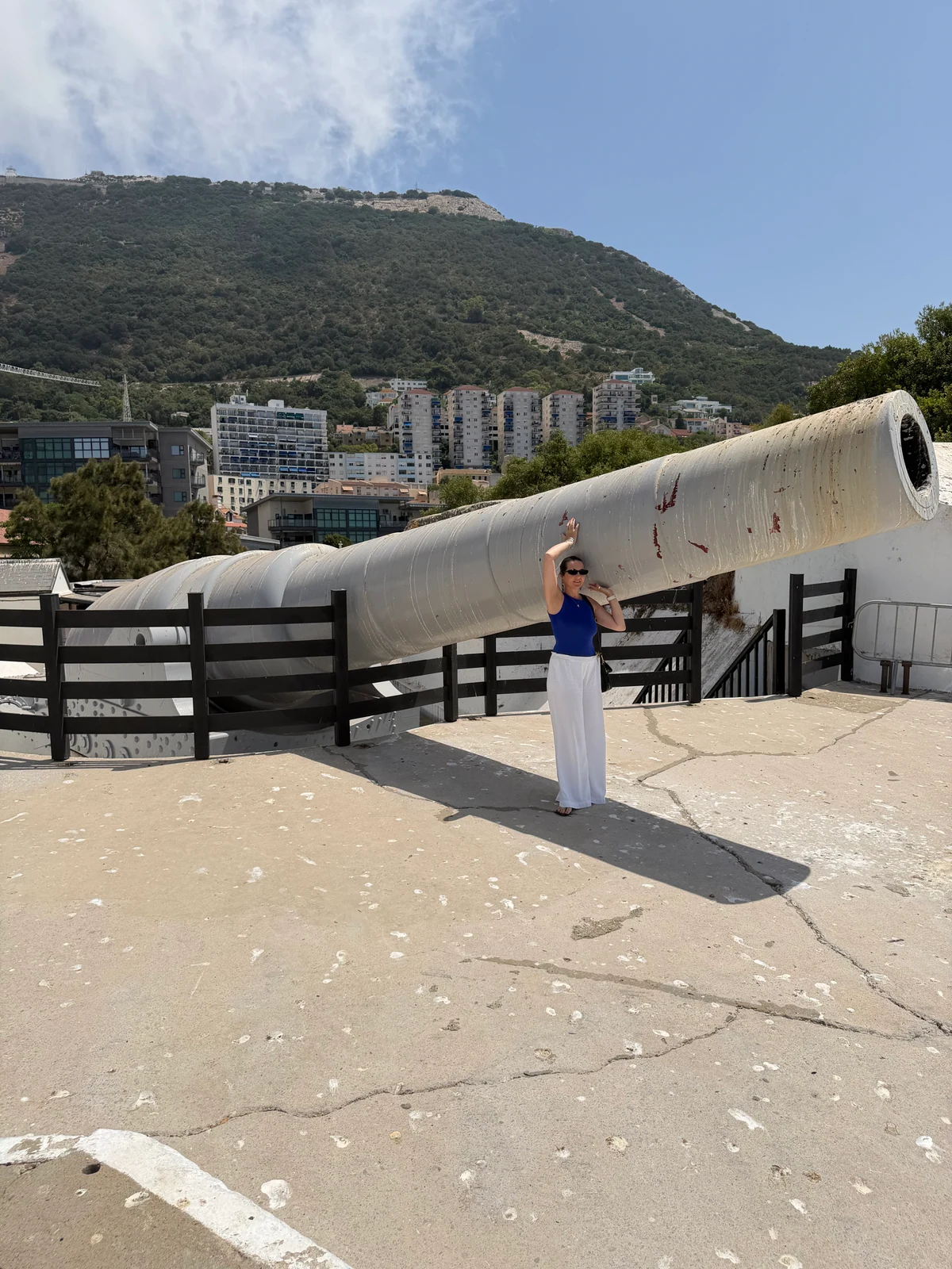 Standing beside the barrel of the 100 Ton Gun at Napier of Magdala Battery, Gibraltar