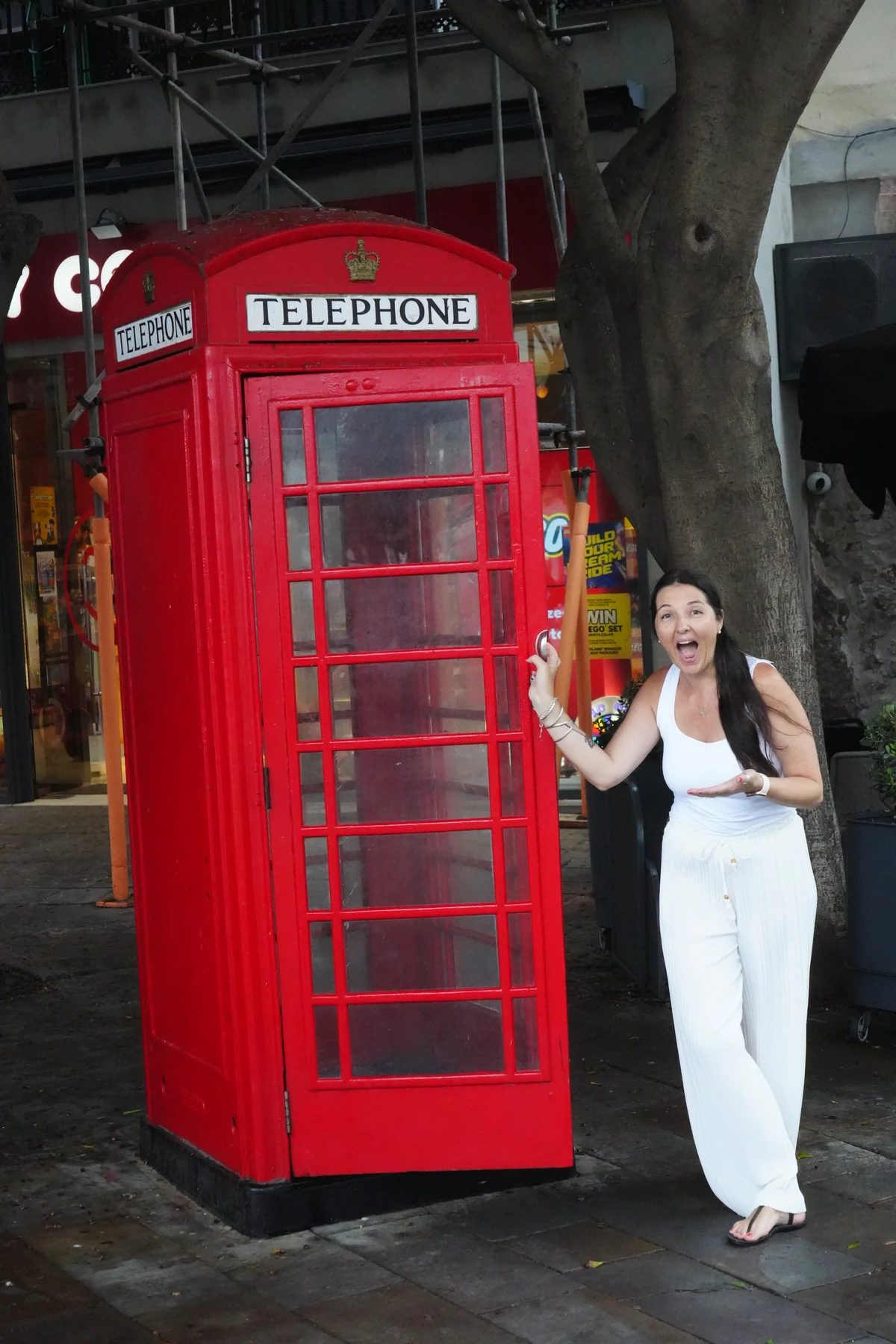 Red telephone box on Main Street in Gibraltar