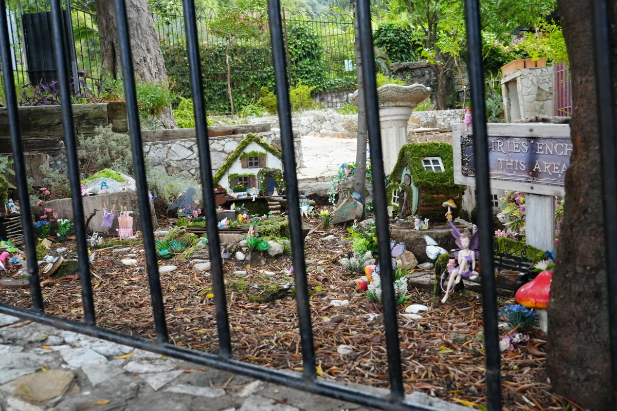 Miniature fairy garden tucked into the Alameda Botanic Gardens, Gibraltar