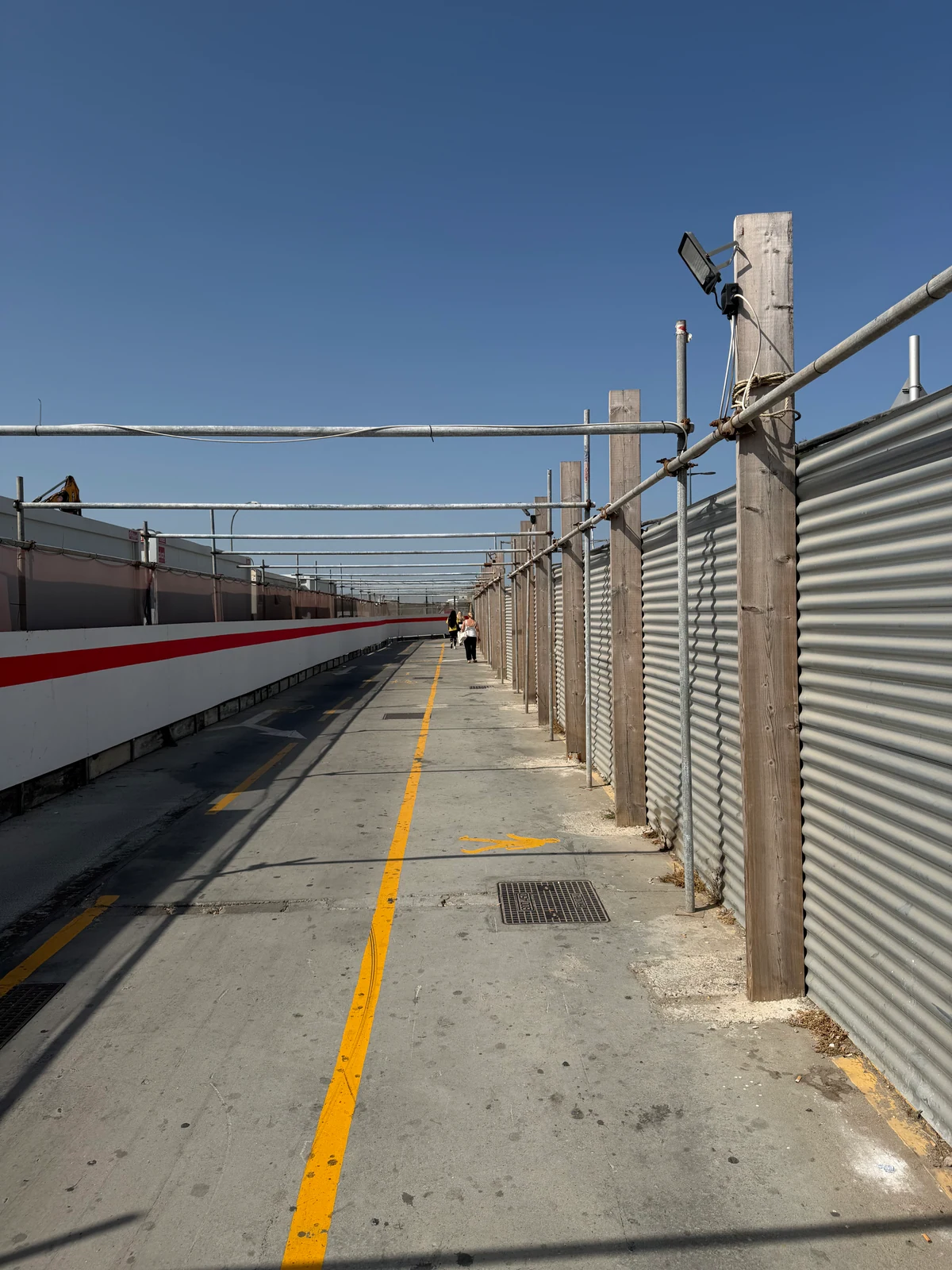 Pedestrian walkway crossing the airport runway at the Gibraltar frontier
