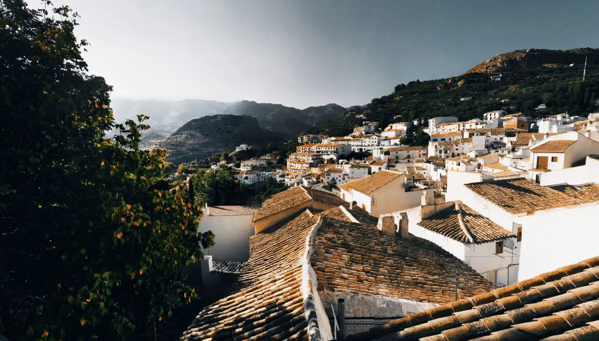 Whitewashed villages of Pampaneira and Bubión on Alpujarras terraced hillsides