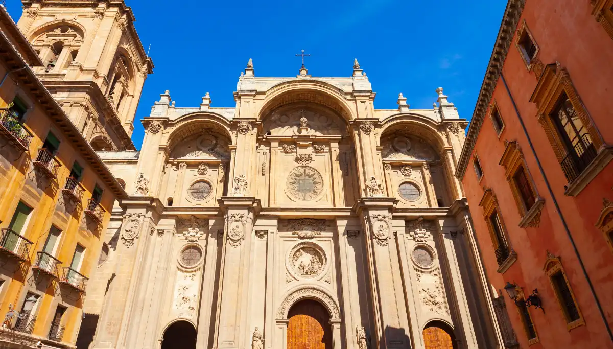 Bright Renaissance interior of Granada Cathedral with soaring vaulted ceiling