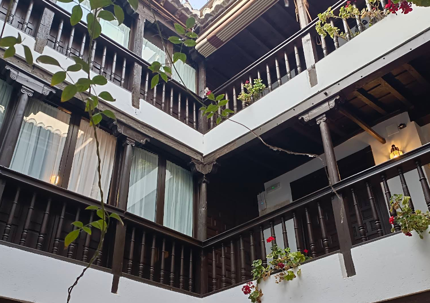 Renaissance courtyard inside Hotel Casa del Capitel Nazari at the foot of the Albaicin