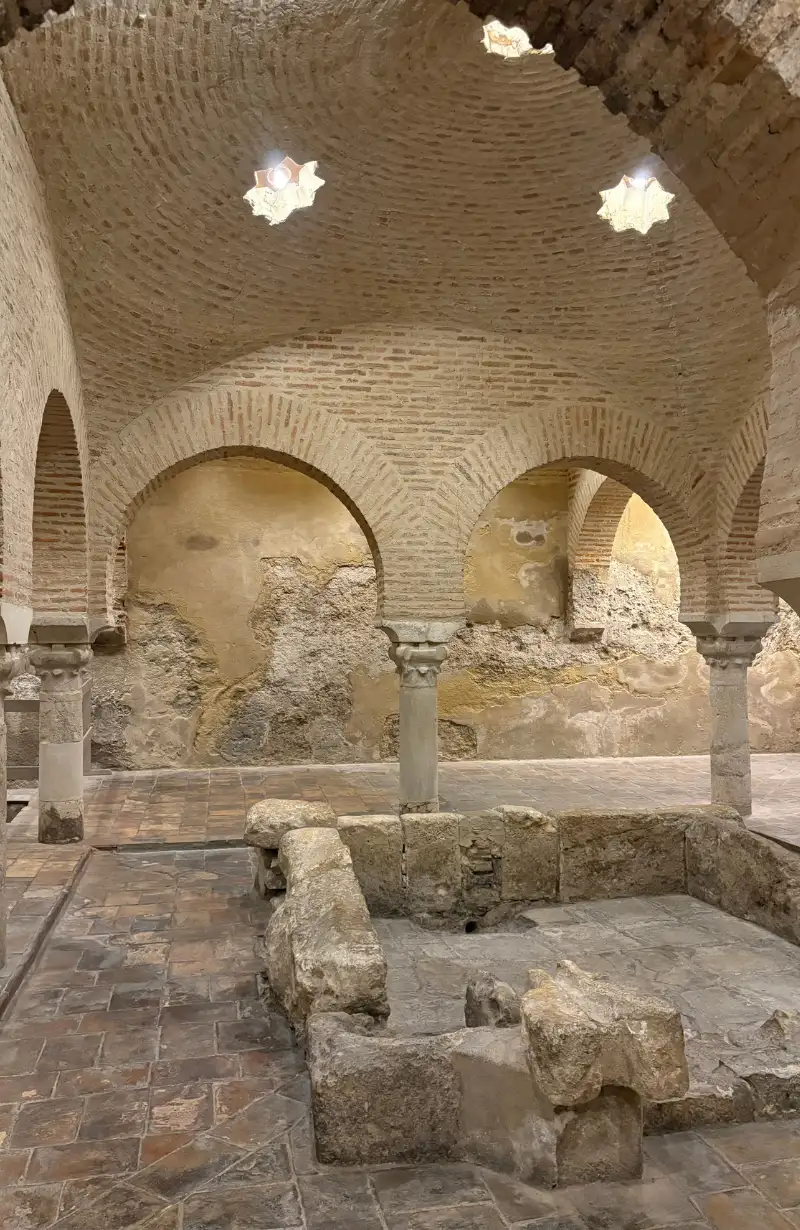 Vaulted brick arches inside the Arab baths of Jaén
