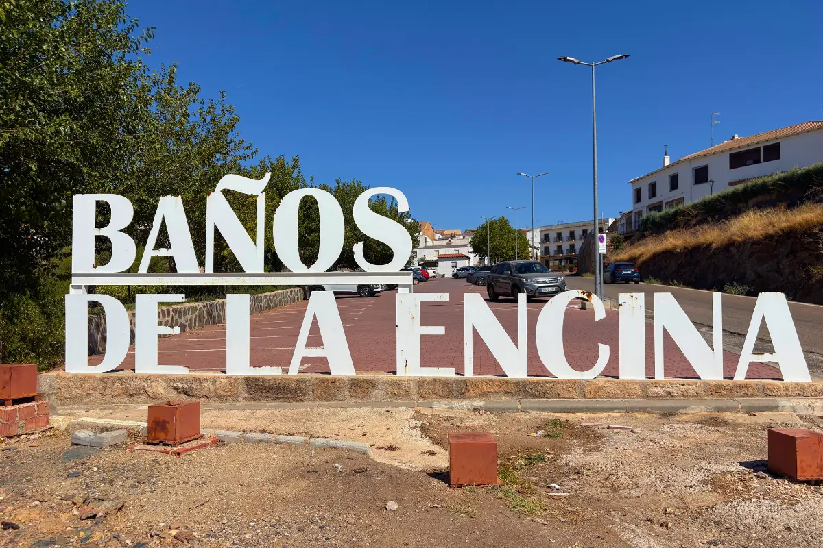 Free parking area near Plaza de la Constitucion in Banos de la Encina below the castle