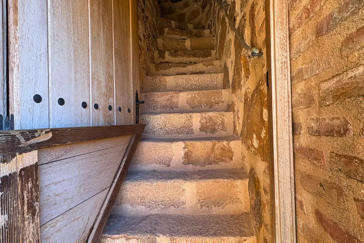 Rammed earth walls of Burgalimar Castle showing Moorish tapial construction technique