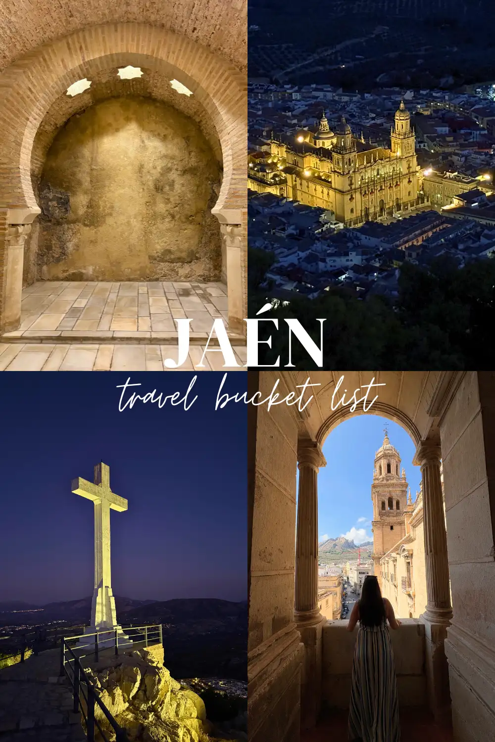 Jaen cathedral and city skyline viewed from above in Andalusia