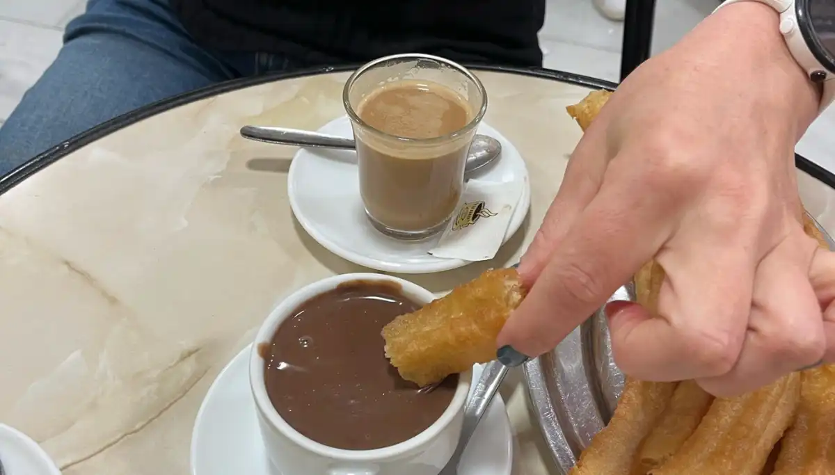 Churros and thick hot chocolate served at Casa Aranda in Malaga
