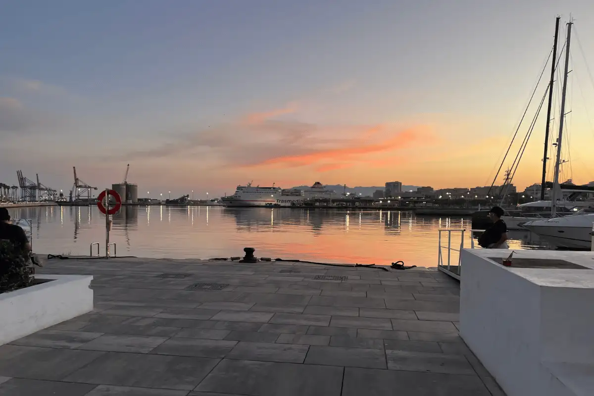 Málaga port and coastline.