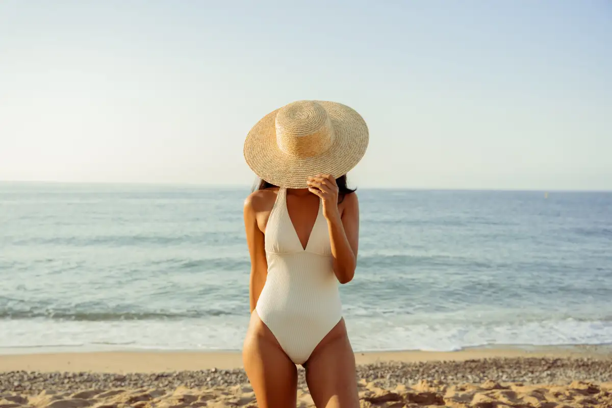 Crowded beach in August