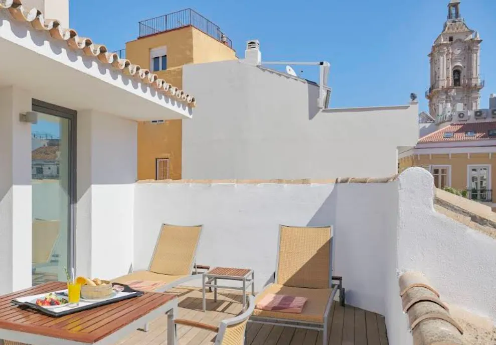 Rooftop pool at Vincci Seleccion Posada del Patio hotel in Malaga