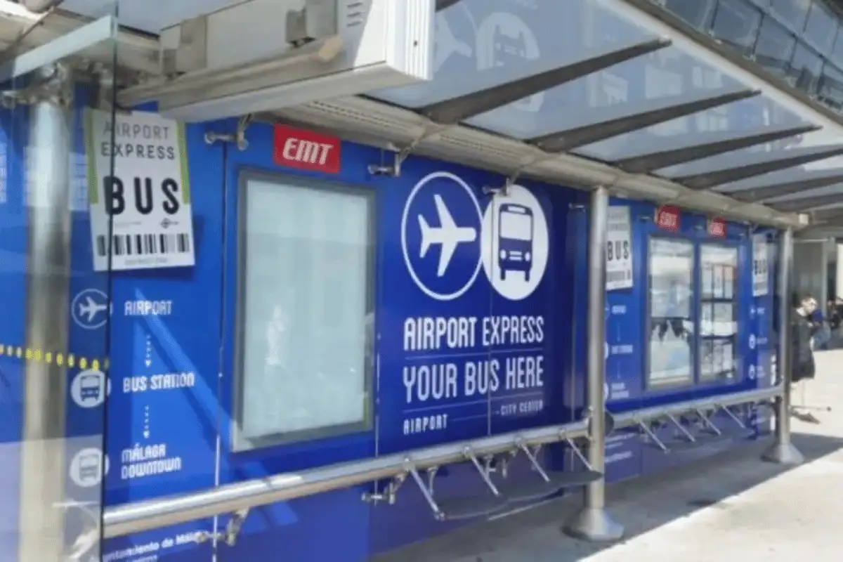 Bus stop for the Airport Express Line A at Málaga airport