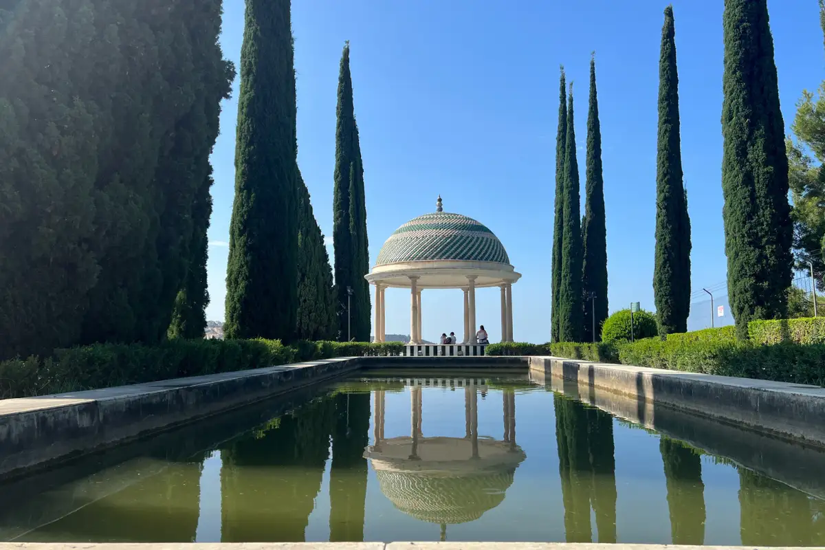 Malaga Botanical Garden with the done and water.