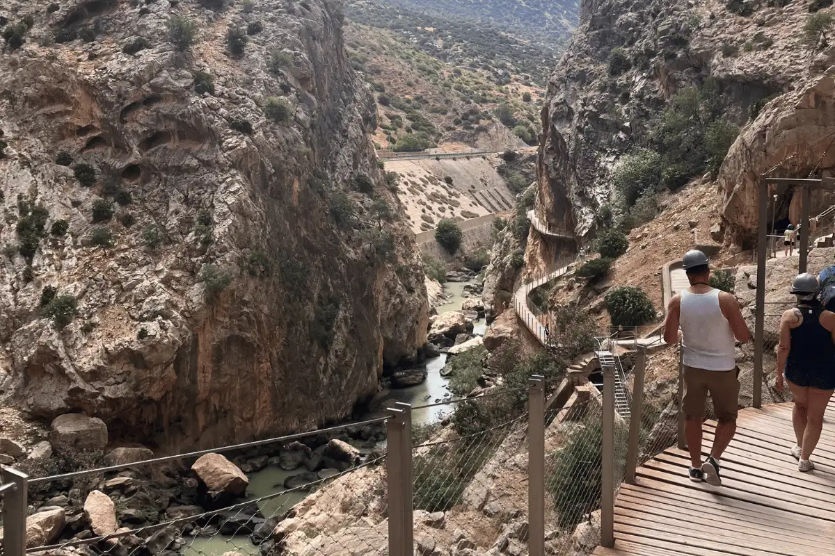 The boardwalk path clinging to the canyon wall along the Caminito del Rey near Antequera