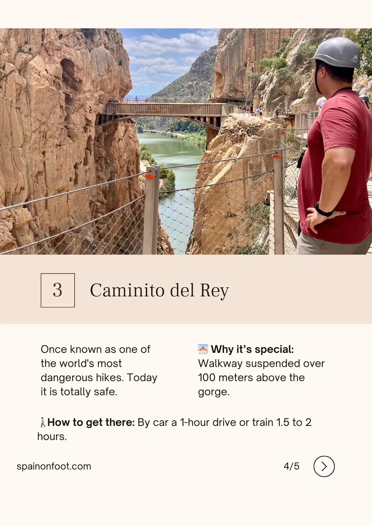 The Caminito del Rey walkway pinned to the cliffs of the El Chorro gorge