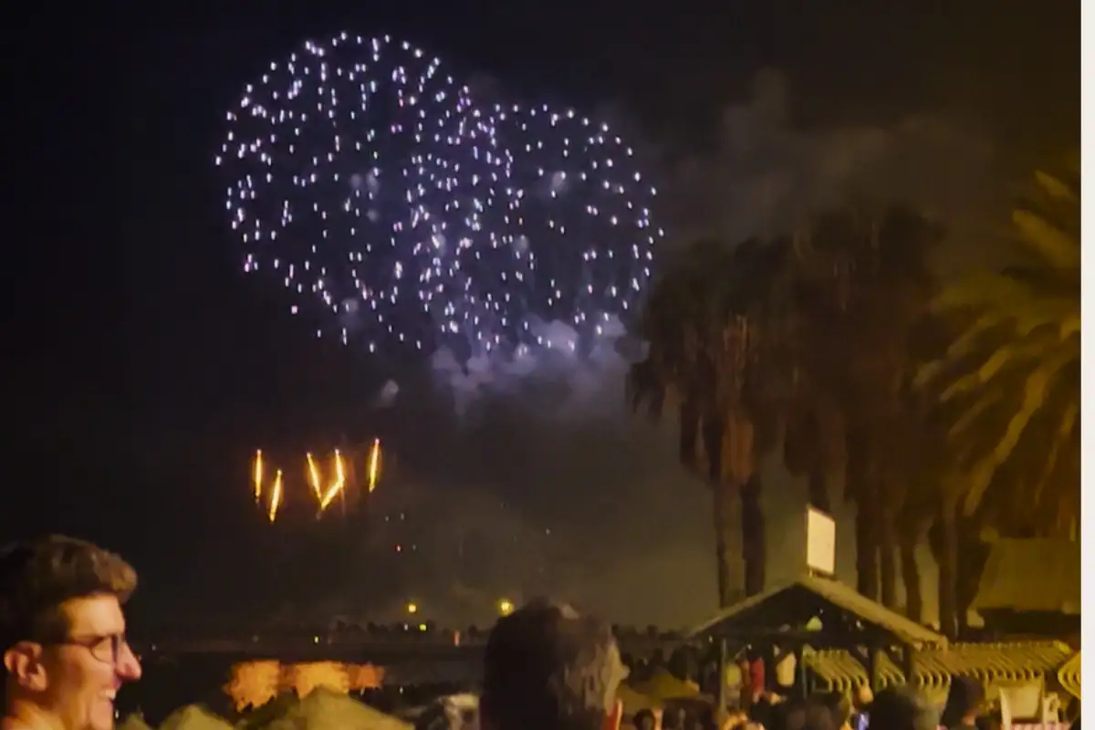Fireworks lighting up the night sky over Málaga during the Feria