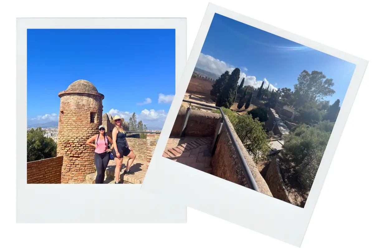 Visitors on the walls of Castillo de Gibralfaro with the gardens below