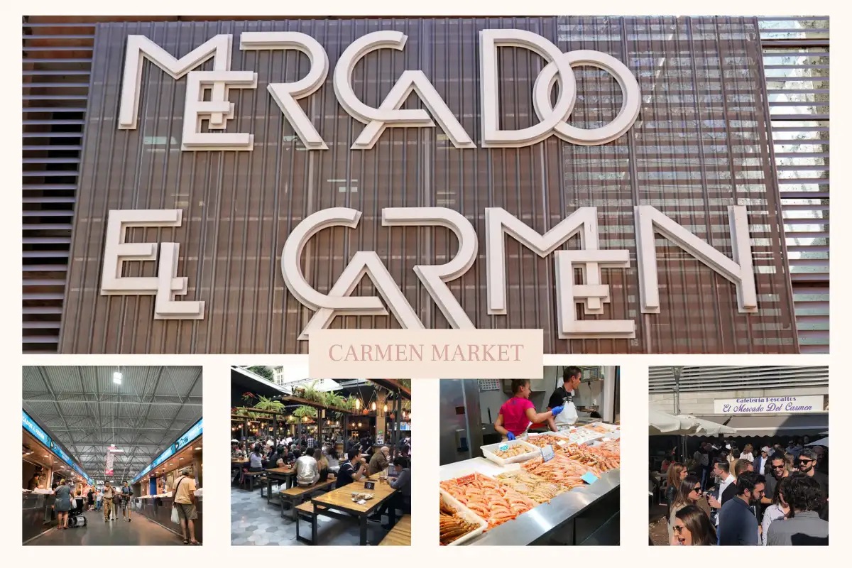 Fish stalls at Mercado del Carmen in El Perchel neighbourhood Málaga