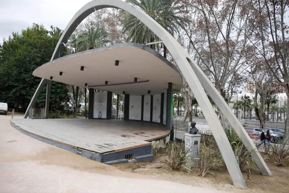 Open-air auditorium stage in Paseo del Parque in Malaga