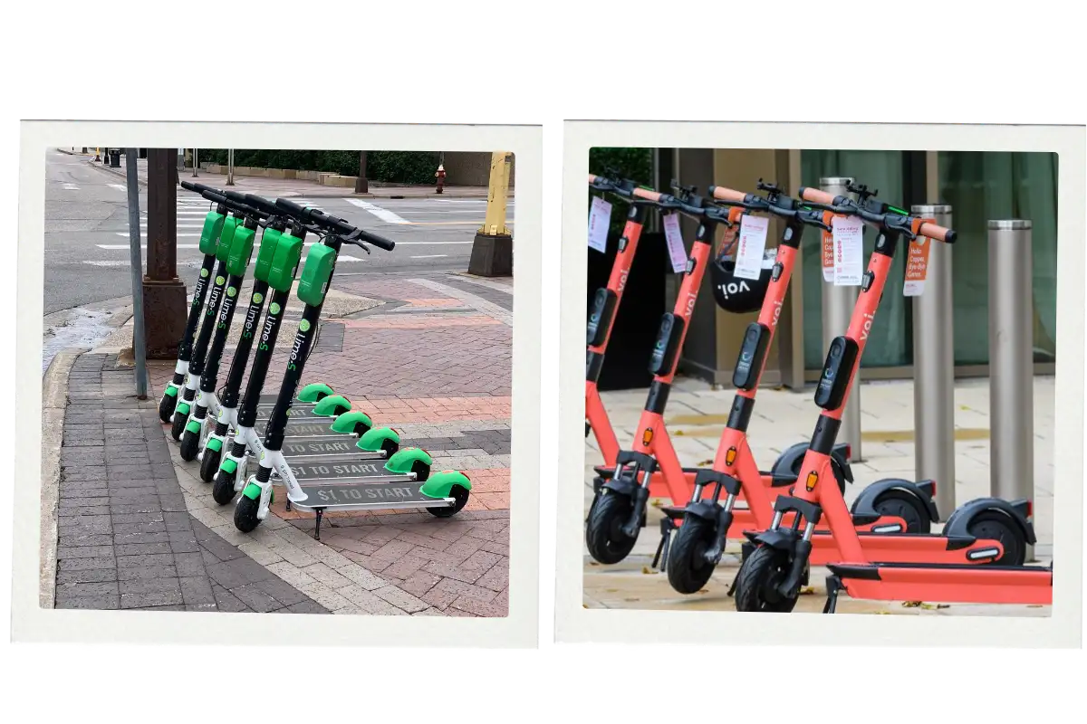 Electric scooters parked on a Malaga street