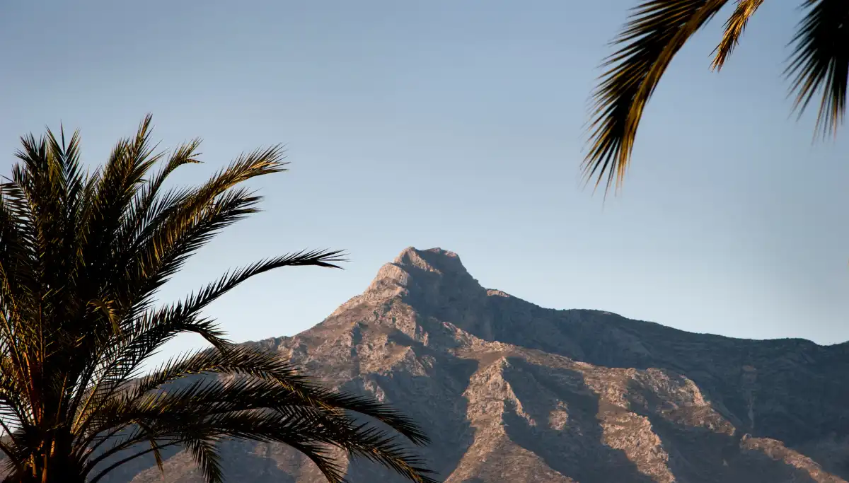 Panoramic sunset view from La Concha mountain over Marbella and the Costa del Sol