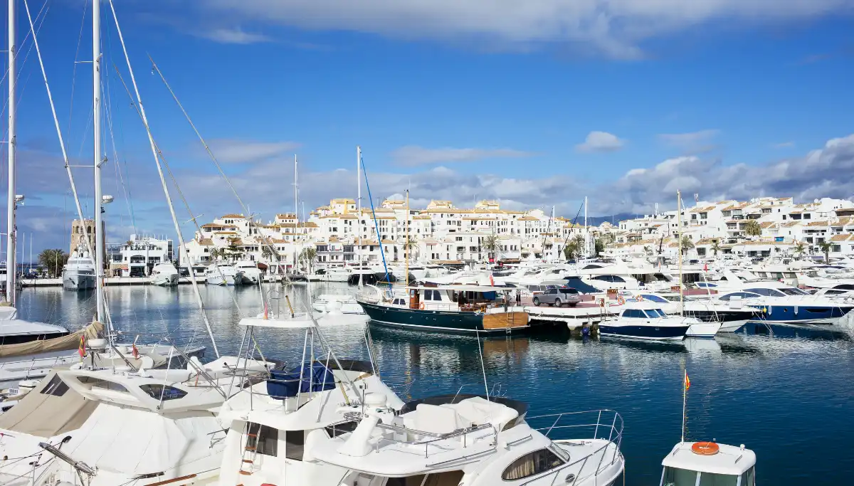 Yachts moored in Puerto Banús marina, a short drive west of central Marbella