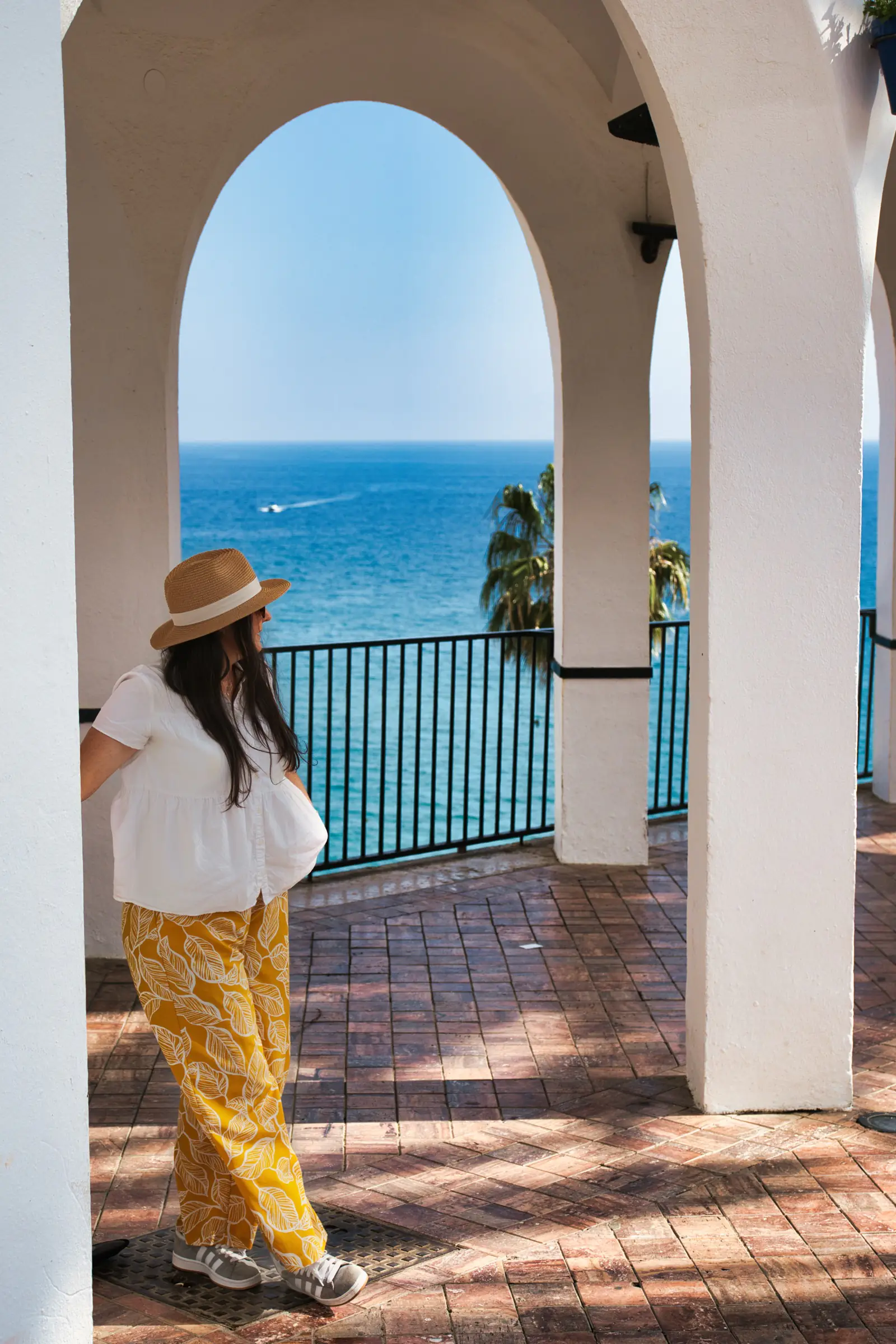 Selfie at the Balcón de Europa viewpoint in Nerja on a sunny day