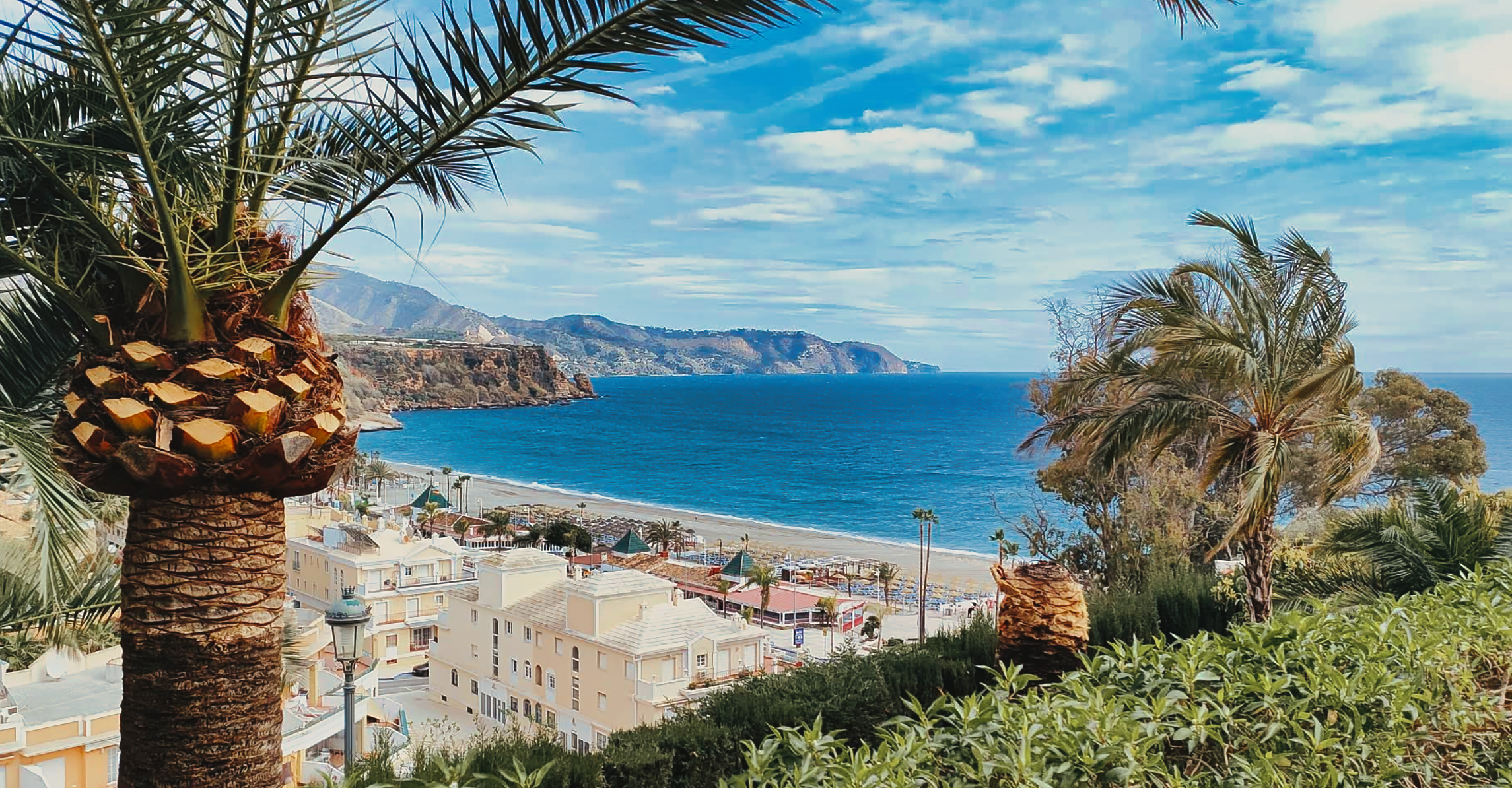 Playa Burriana from above, Nerja's most popular beach stretching along the coast