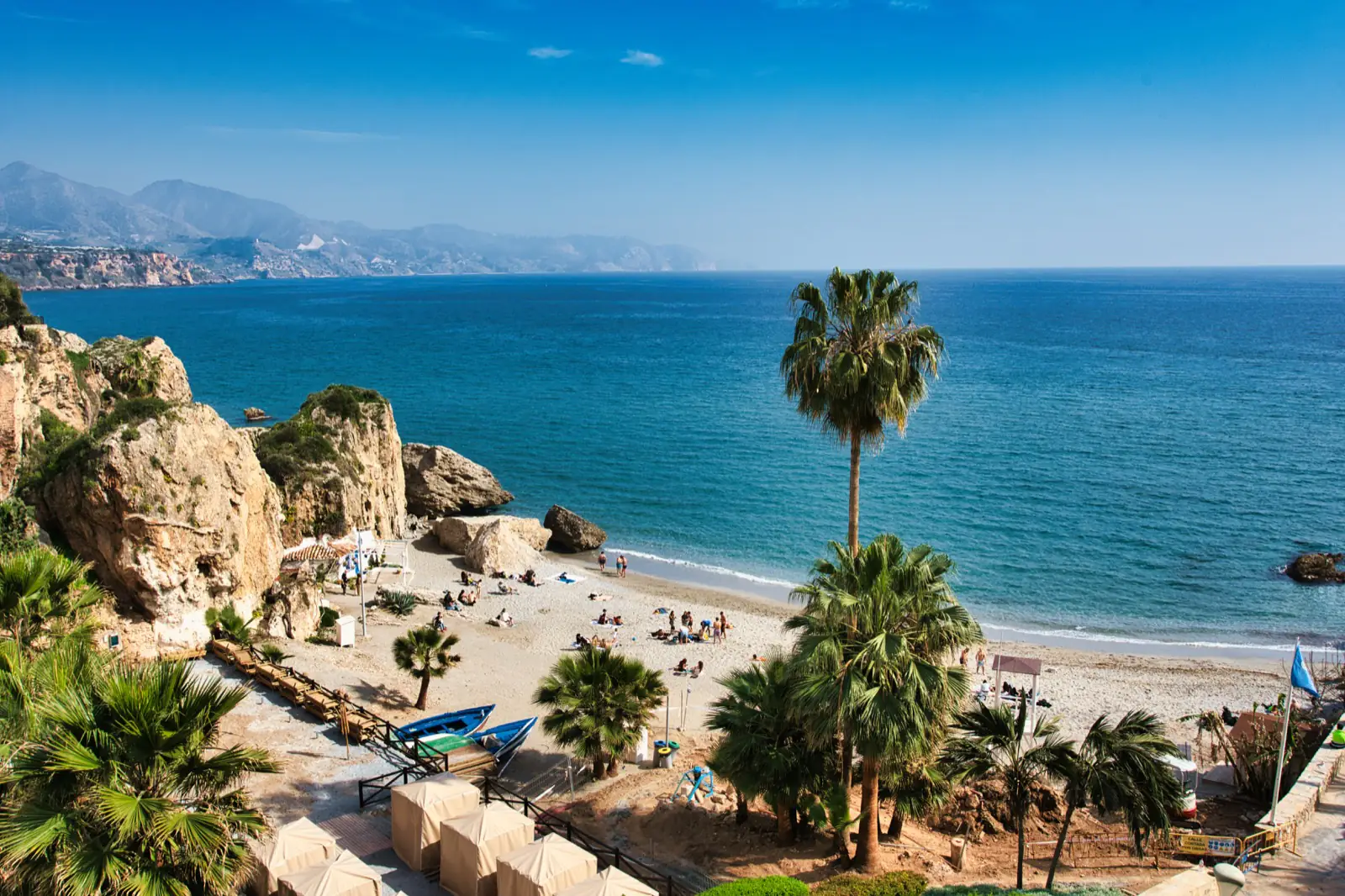 Aerial view of Playa Calahonda beach in Nerja, Andalusia