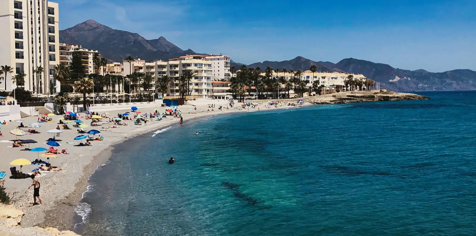 Playa Torrecilla, a family-friendly beach on the western edge of Nerja