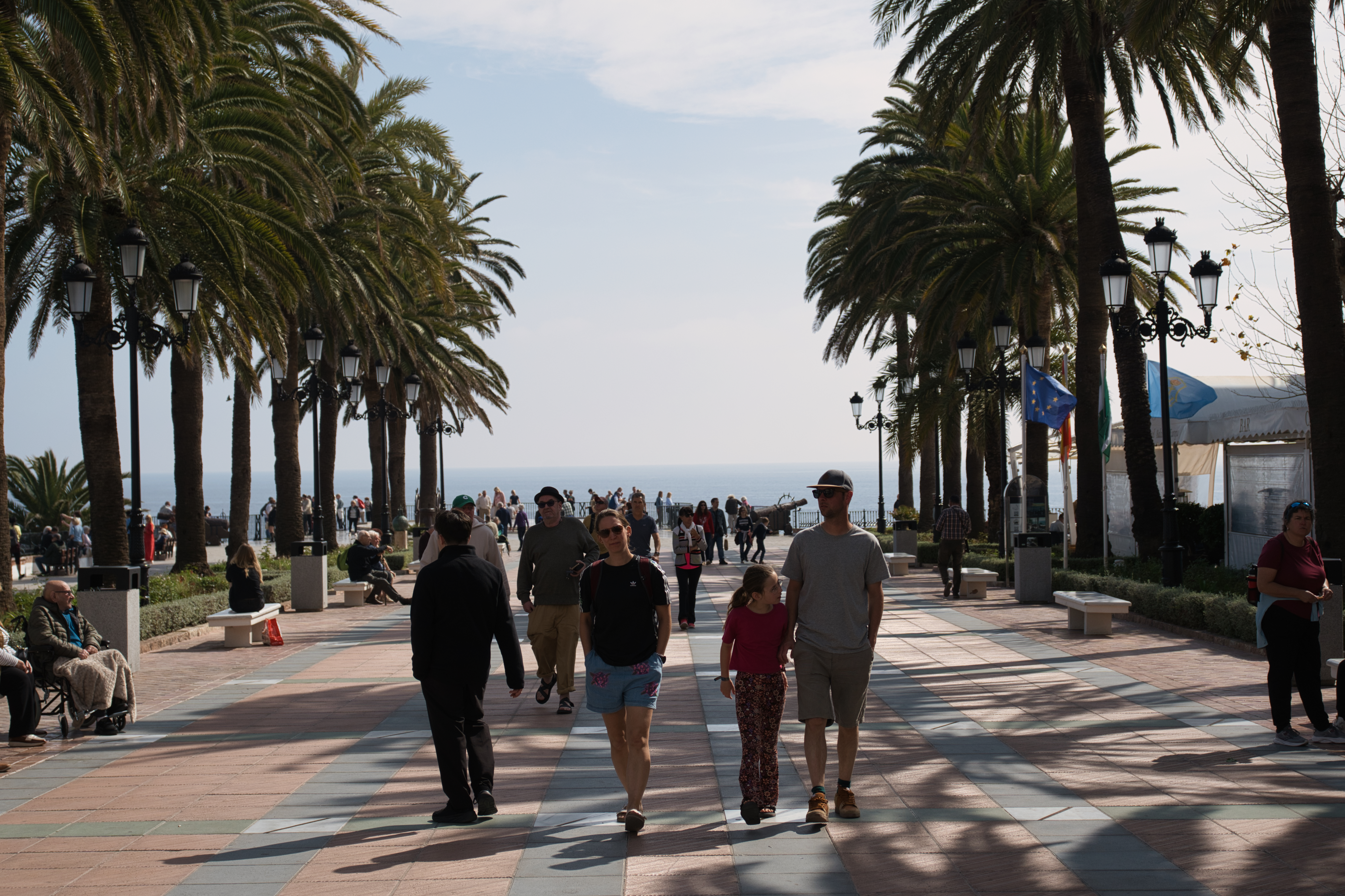The palm-lined promenade at the Balcon de Europa in Nerja