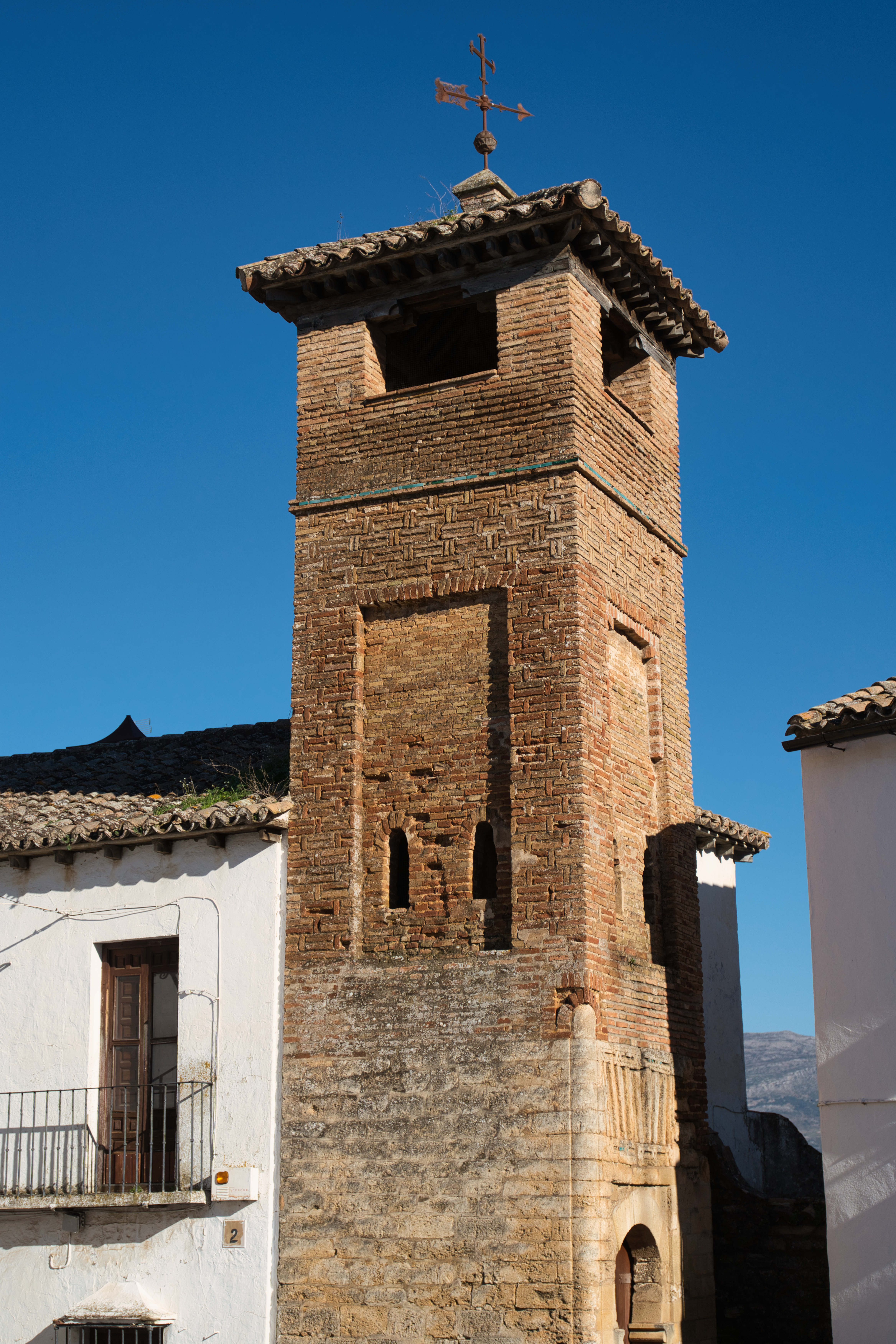 The brick minaret of San Sebastian, a former mosque tower in Ronda