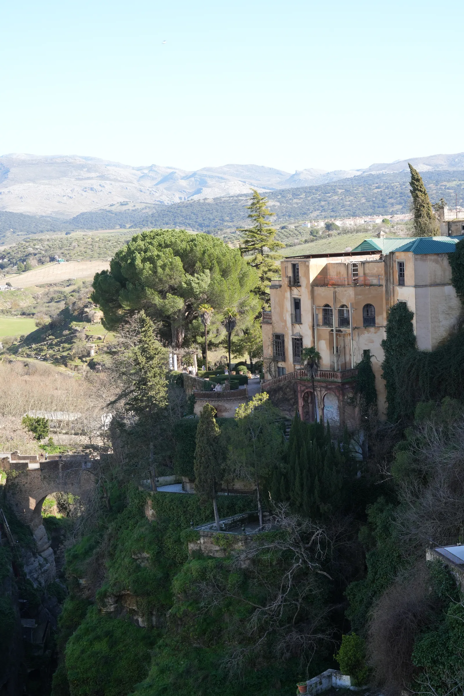 Historic buildings perched on the edge of Ronda's gorge.