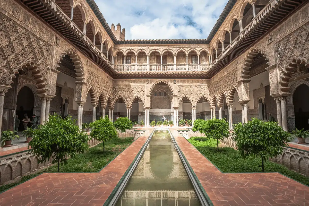 Tiled courtyard inside the Royal Alcazar of Seville